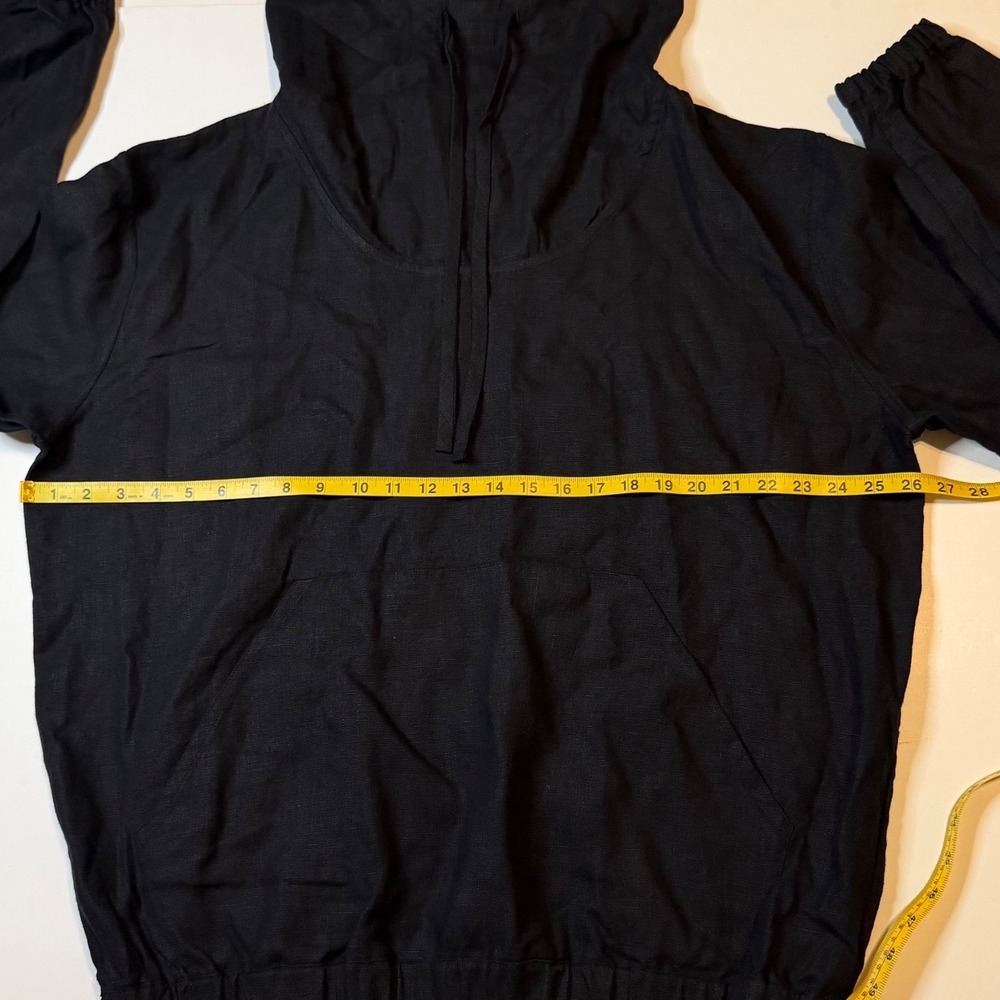 Manufacture de Lin 100% Linen Pullover Hoodie Anorak Kangaroo Pocket Large NWOT - Picture 6 of 7